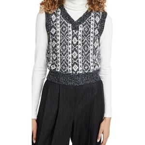 Rag and Bone Maisie Sweater Vest Alpaca V Neck Black Gray Womens Small